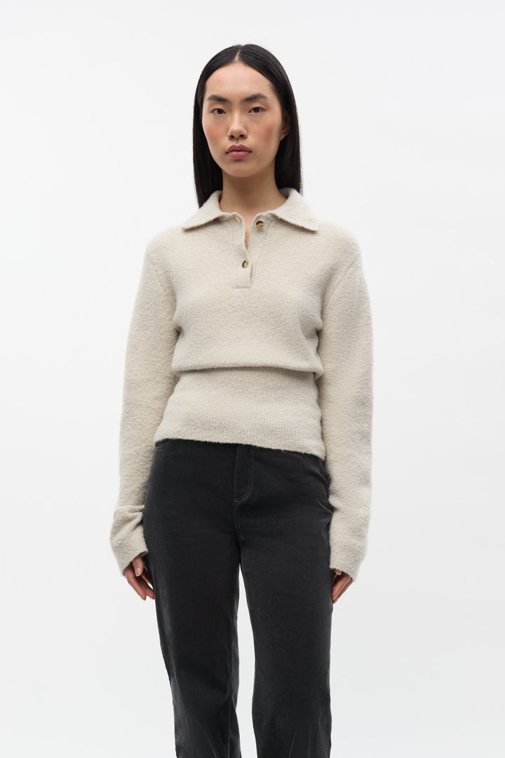 Englacia Ls Polo Knit 7288 - Moonstruck