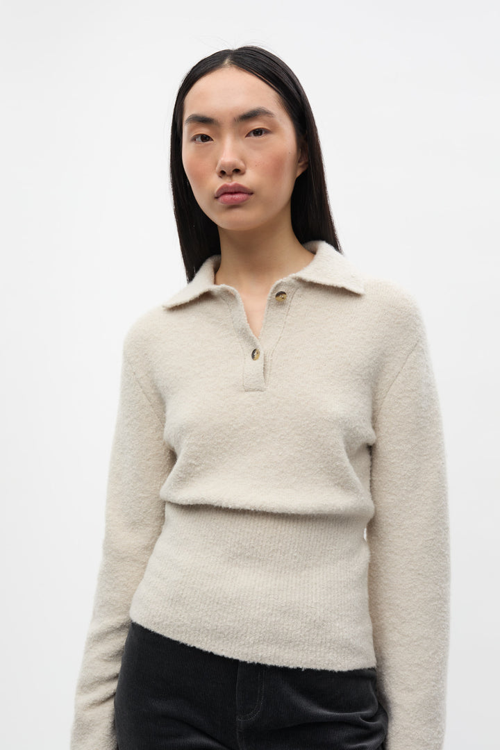 Englacia Ls Polo Knit 7288 - Moonstruck