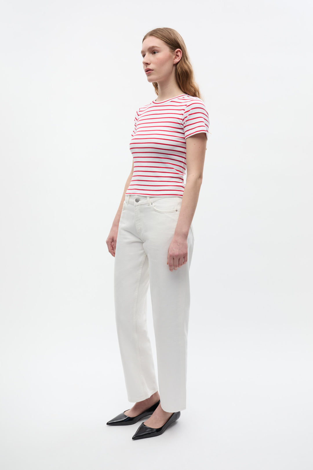 Enally Ss Crop Tee St 7262 - Salsa White Stripes