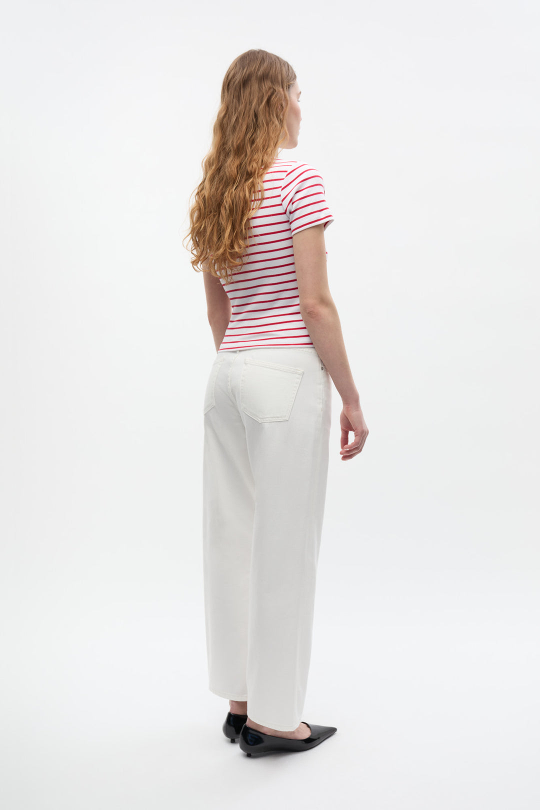 Enally Ss Crop Tee St 7262 - Salsa White Stripes