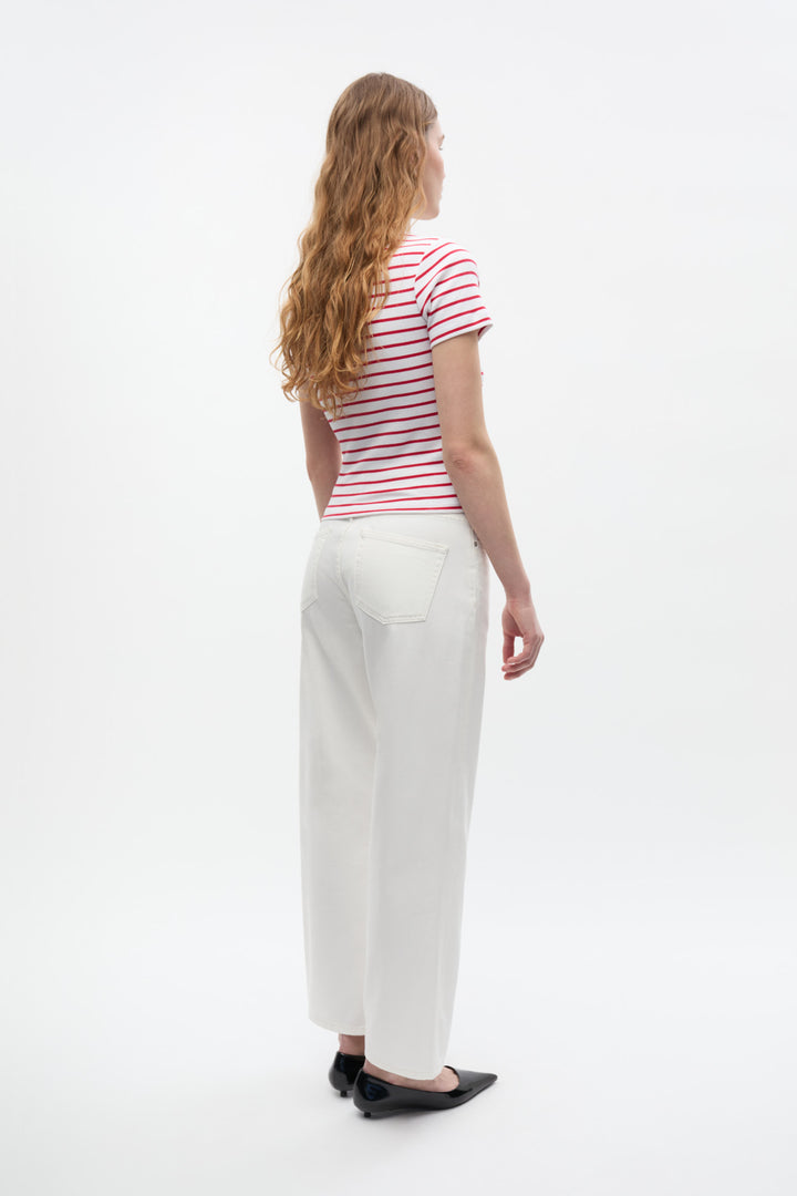 Enally Ss Crop Tee St 7262 - Salsa White Stripes