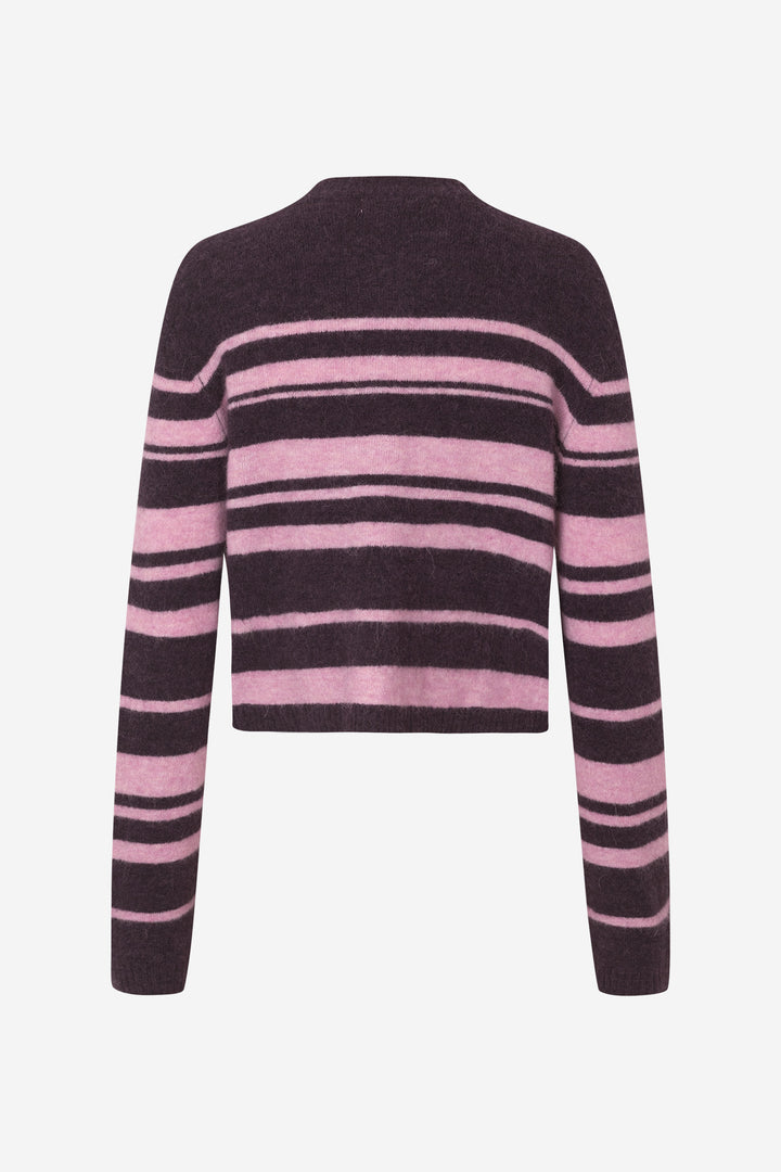 Enada Ls Relaxed Cardigan St 7216 - Begonia Stripe