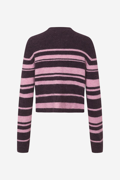 Enada Ls Relaxed Cardigan St 7216 - Begonia Stripe