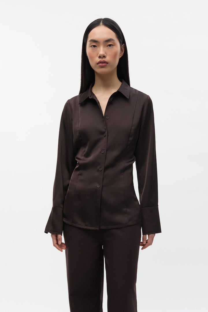 Enelena Ls Shirt 7306 - Chocolate Torte