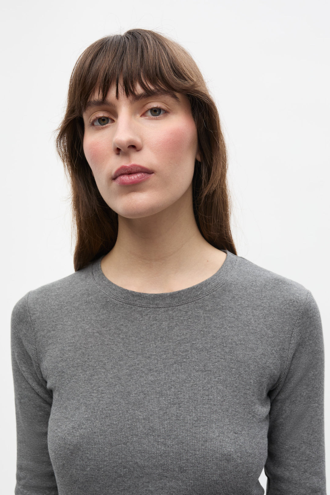 Enally Ls O-N Tee 5314 - Dark Grey Mel