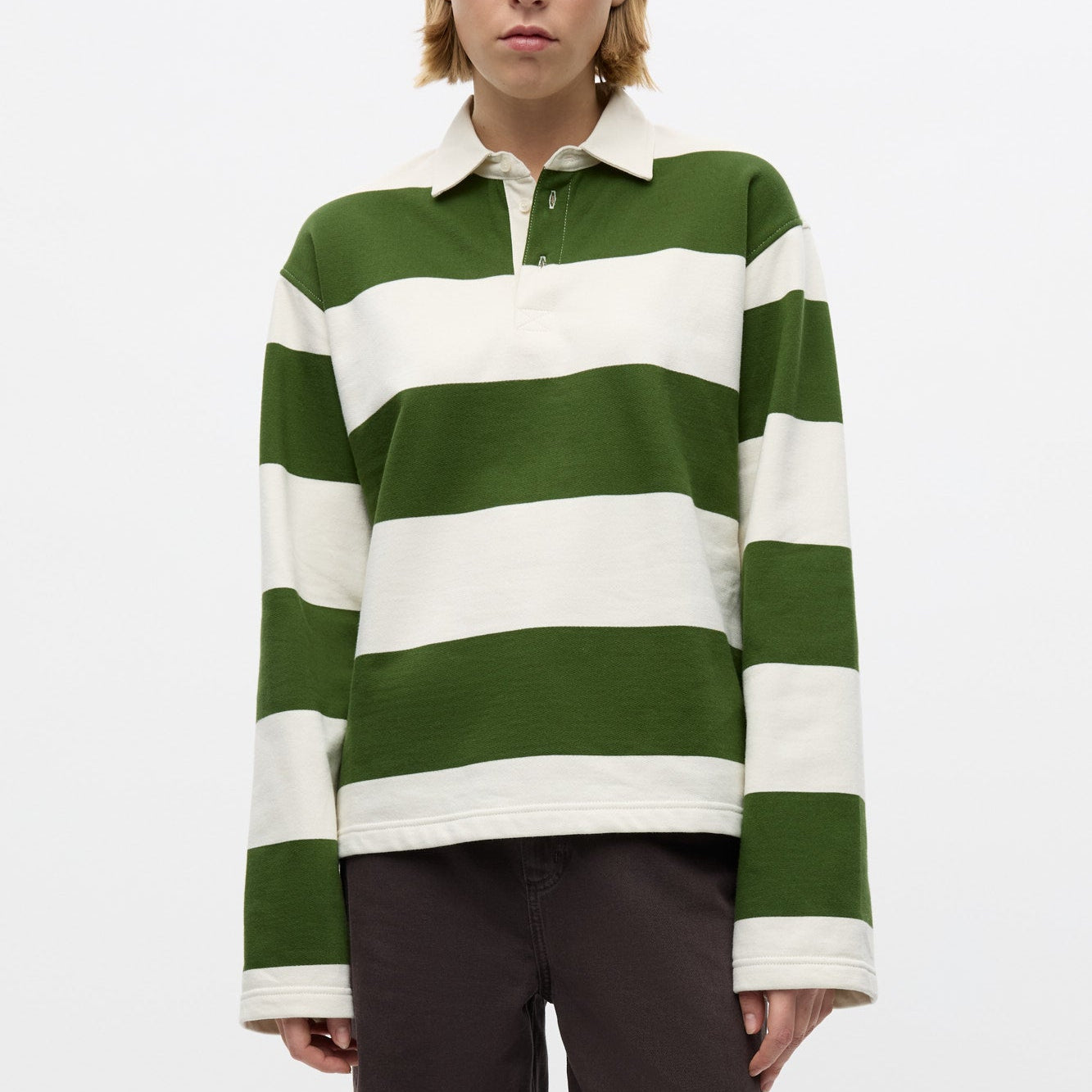Entour Ls Polo St 7173 - Chive Gardenia Stripe
