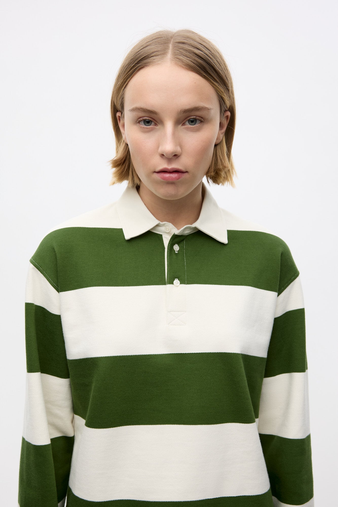 Entour Ls Polo St 7173 - Chive Gardenia Stripe