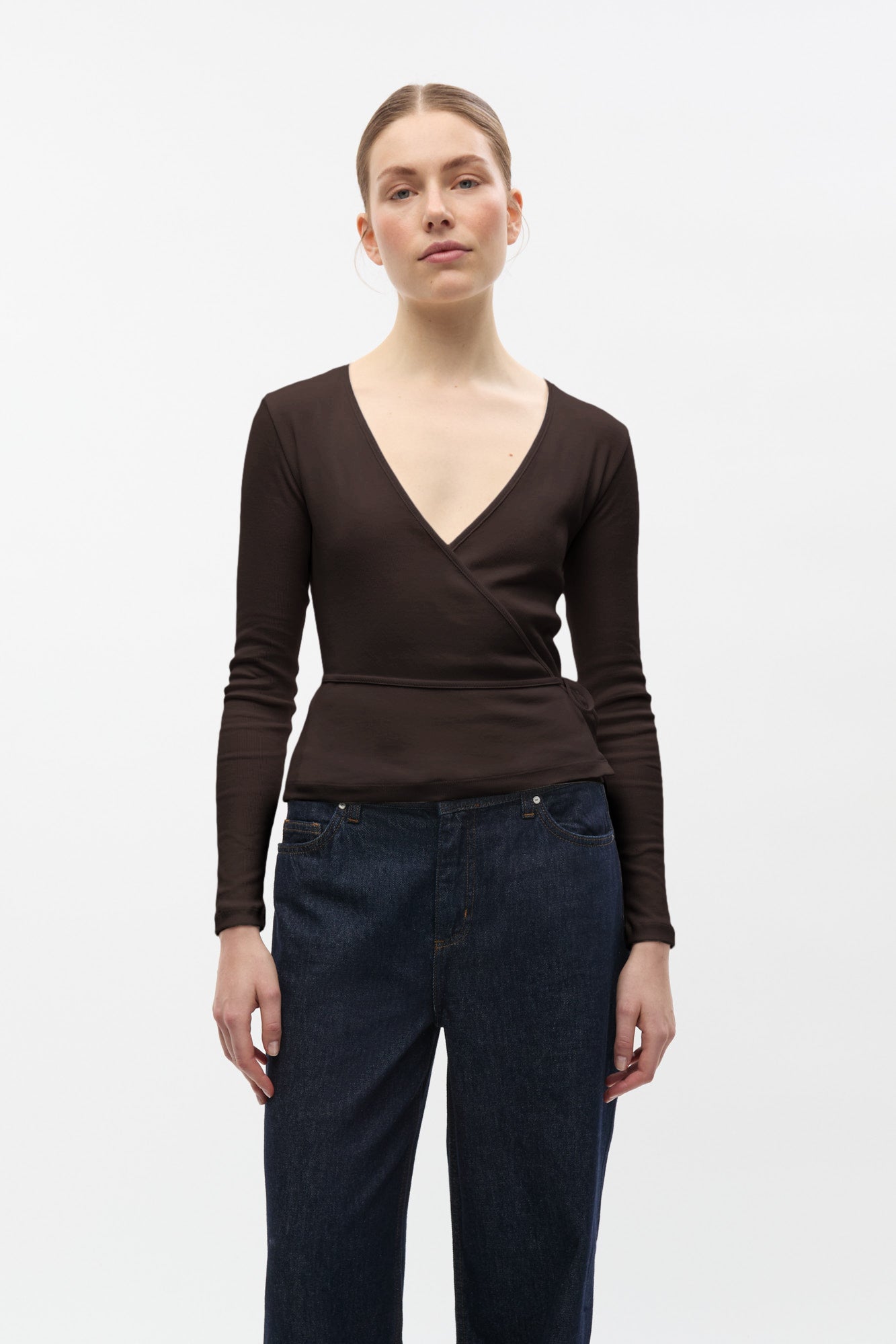 Enally Ls V-N Tee 5314 - Chocolate Torte