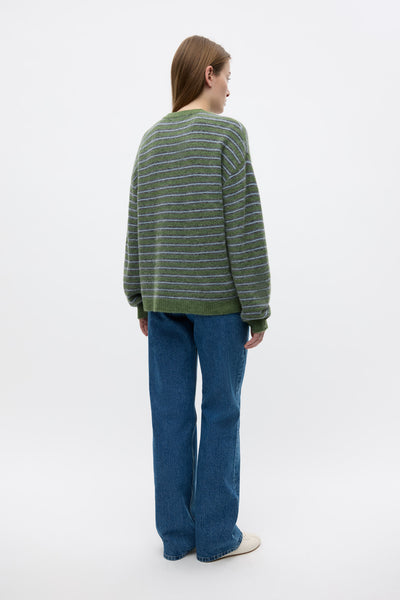 Enada Ls Knit St 7216 - Chive Stripe