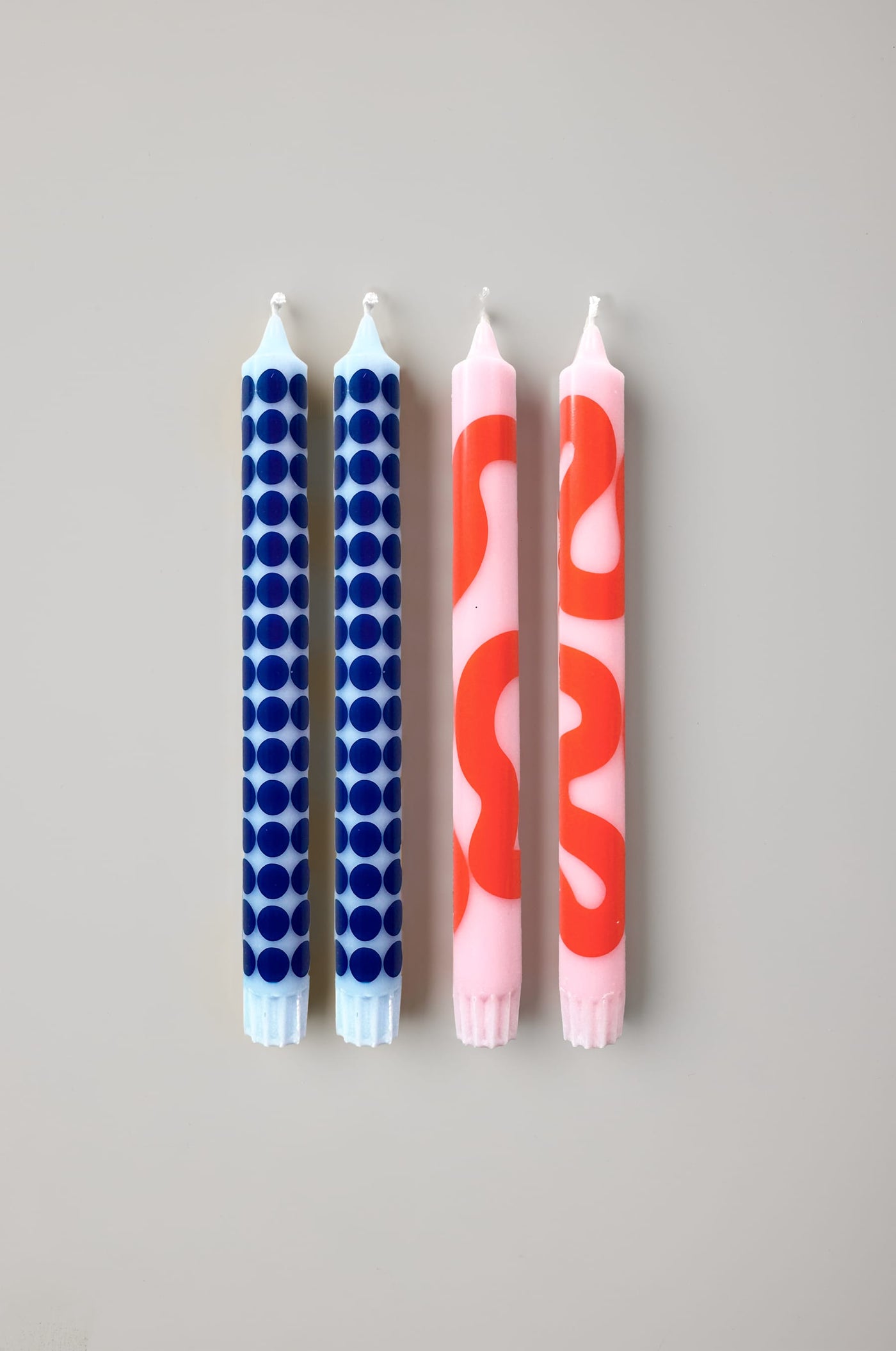 Candles -  Rose/Light Blue - Sett med 4