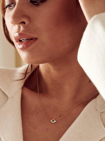 Emerald Evil Eye Pave Ditsy Necklace