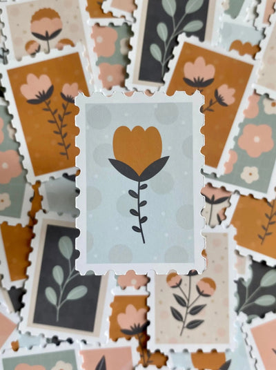 Flower Stamps- Sett med 6 klistremerker