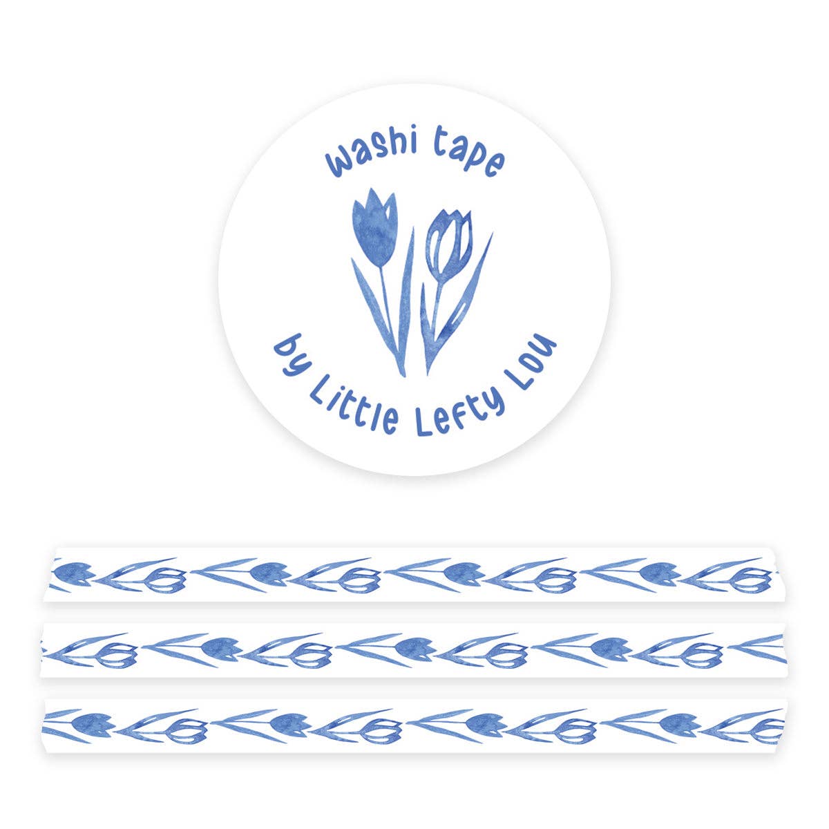 Slim Delft Blue Tulips Washi Tape