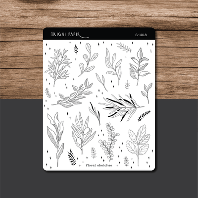 Floral Sketches Sticker Sheet