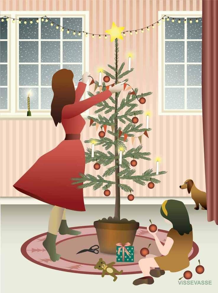 DECORATING THE TREE - julekort