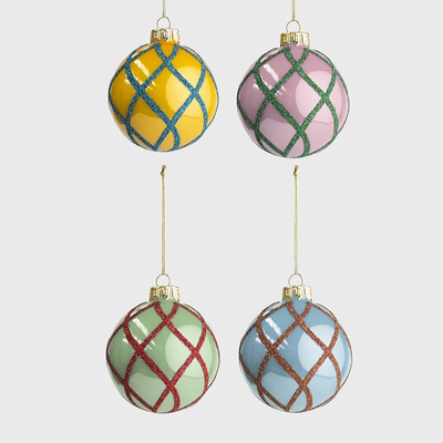 Criss Cross Ornaments - Set of 4