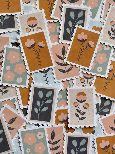 Flower Stamps- Sett med 6 klistremerker