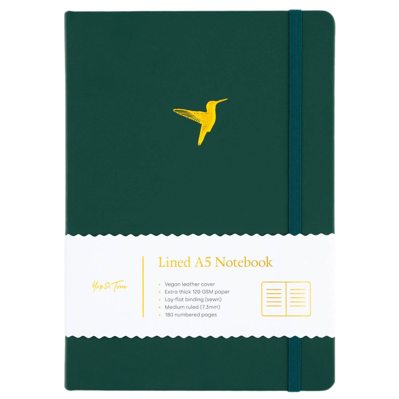 Lined Journal - A5 - Hummingbird - Forest Green