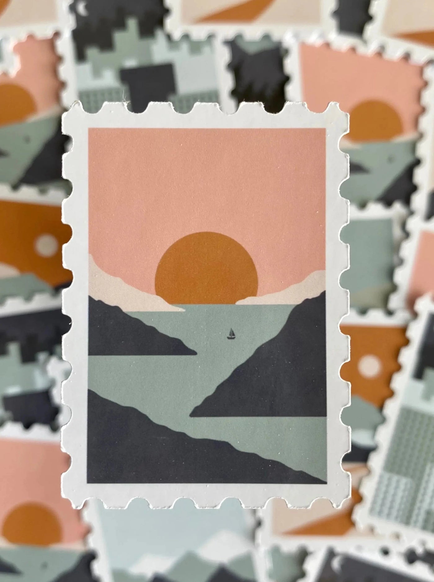 Landscape Stamps- Sett med 6 klistremerker