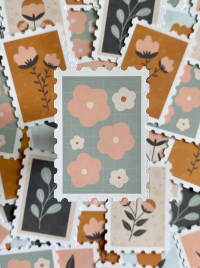 Flower Stamps- Sett med 6 klistremerker